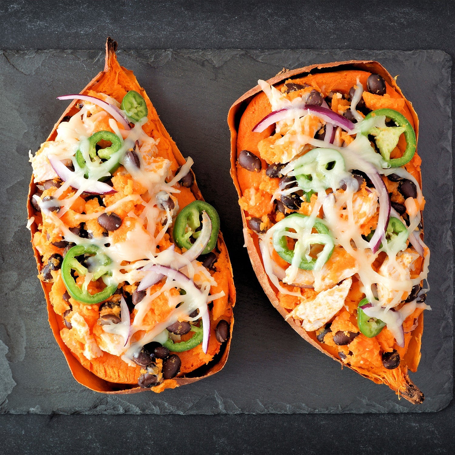 BBQ Chicken Stuffed Sweet Potatoes: Savor with Orzo Confetti Salad