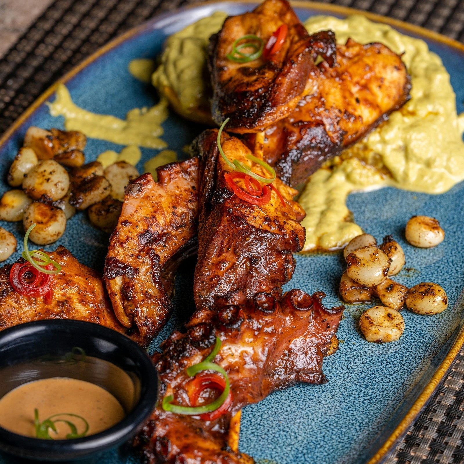 Charred Grilled Octopus with Spicy Dip 🐙