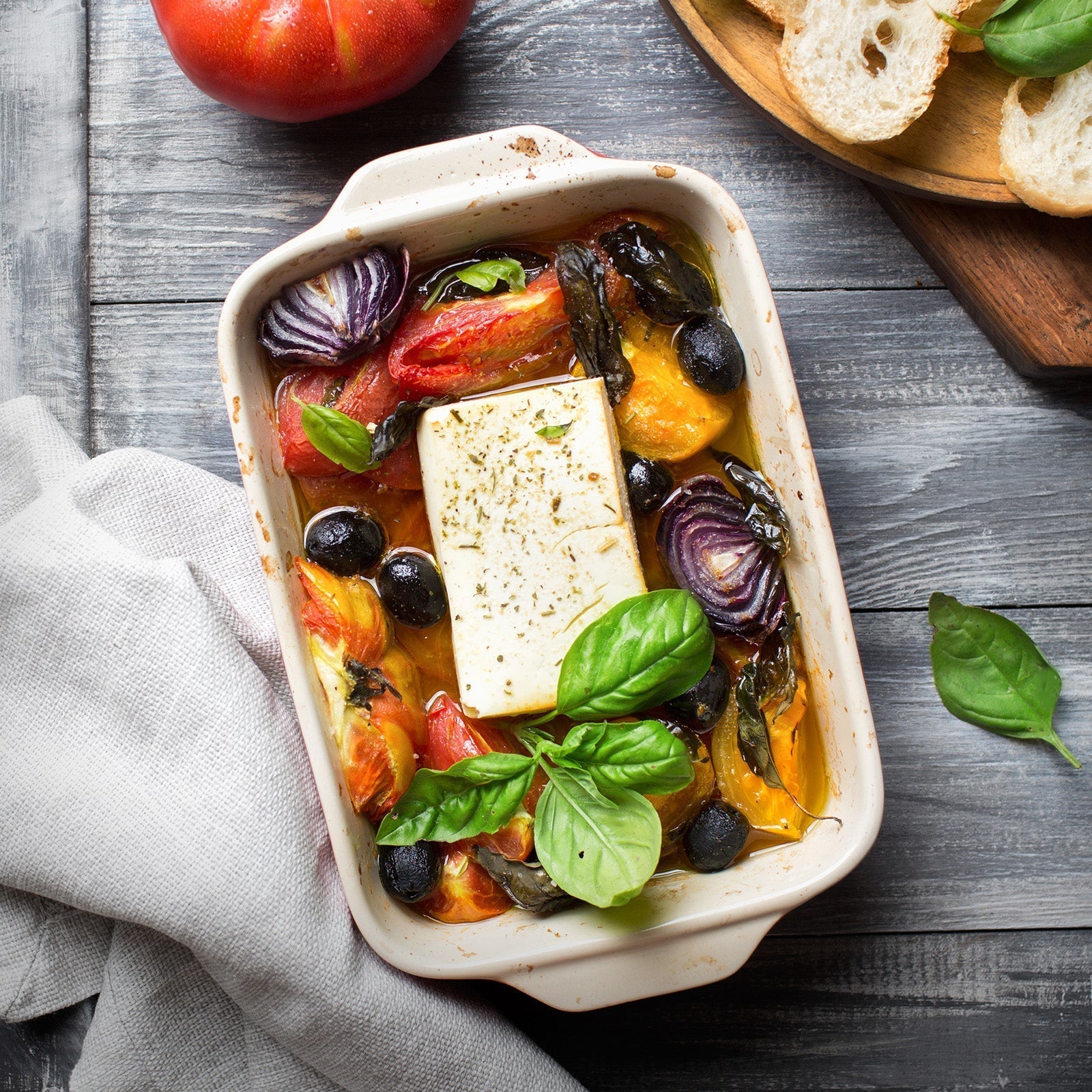 Greek Baked Feta with Tomatoes & Olives 🧀🍅
