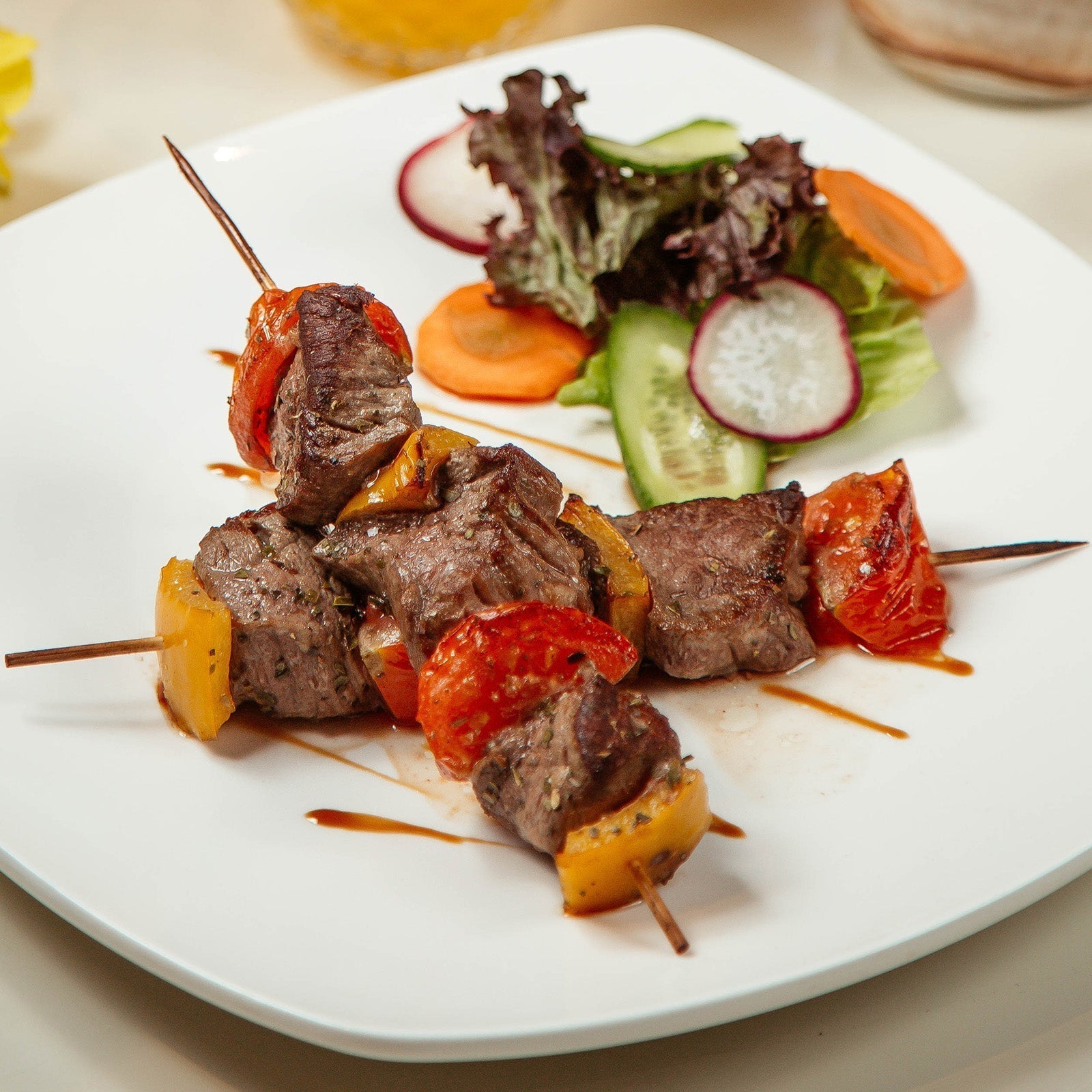 Grilled Meat Skewers with Glazed Balsamic Sauce