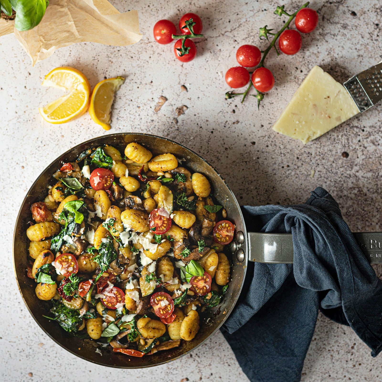Pan-Fried Gnocchi with Spinach and Cherry Tomatoes