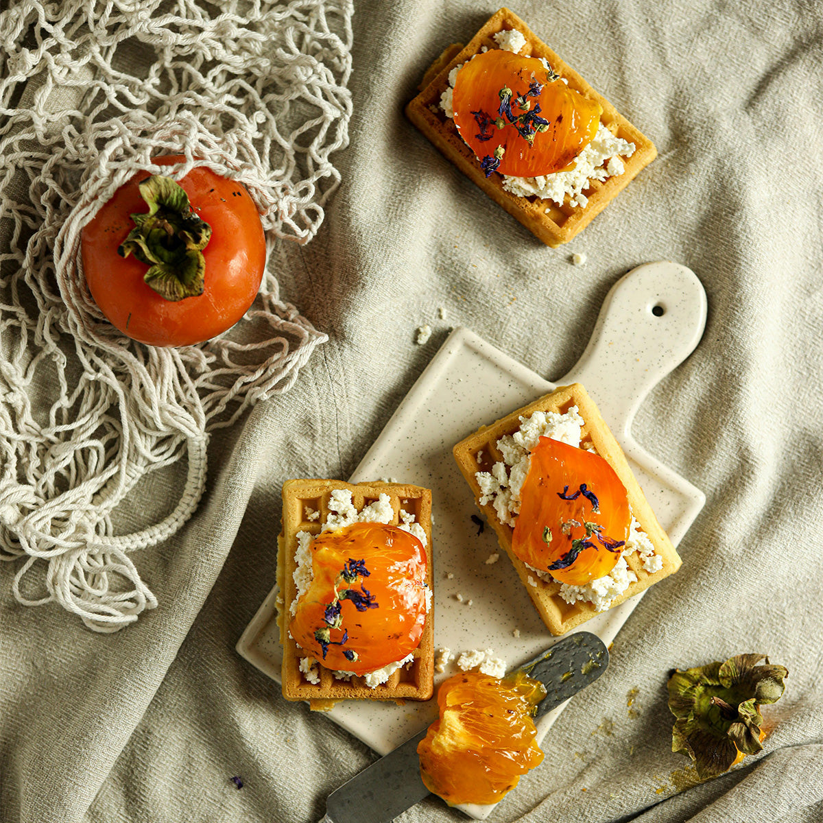Persimmon & Ricotta Waffles Recipe