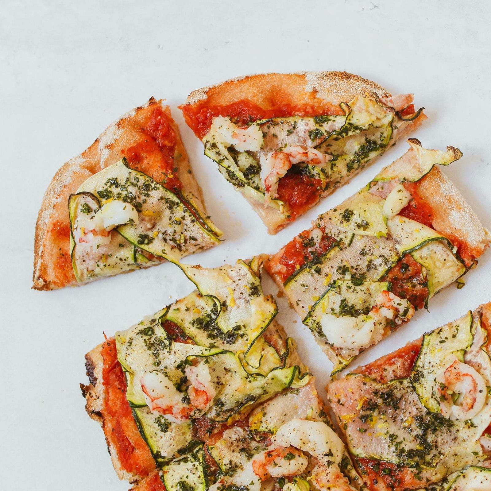 Zucchini &amp; Shrimp Pizza 🍕🦐