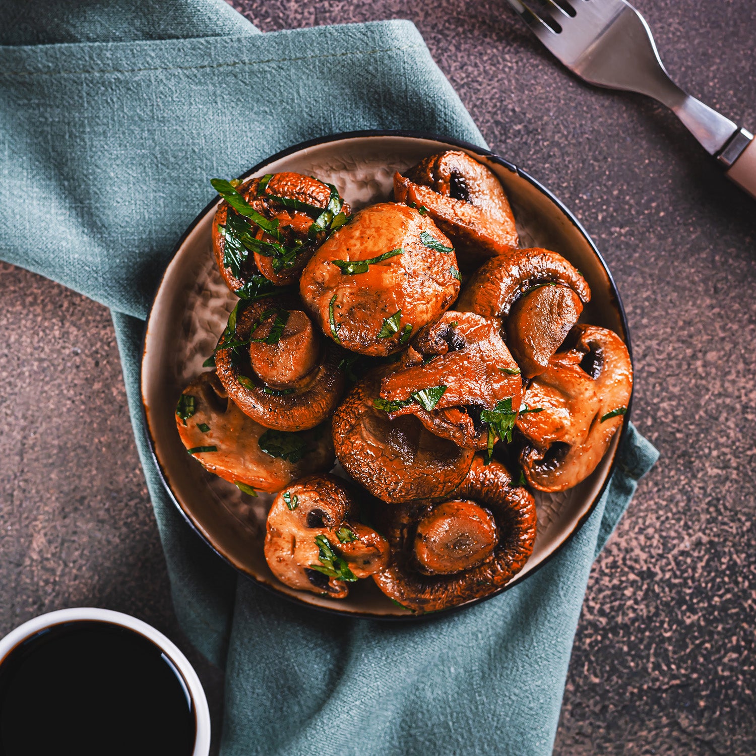 Balsamic Soy Roasted Garlic Mushrooms