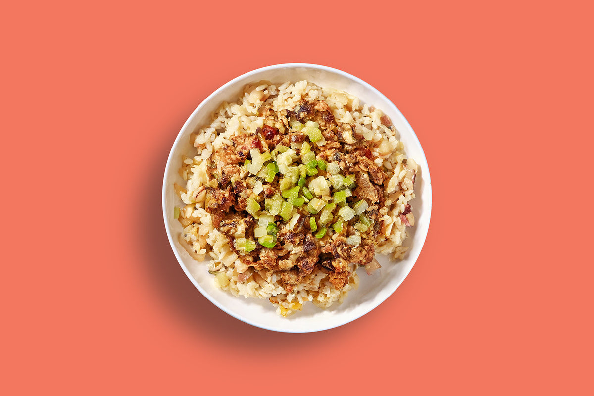 BBQ pork with rice ready meal by Zina's Fine Foods