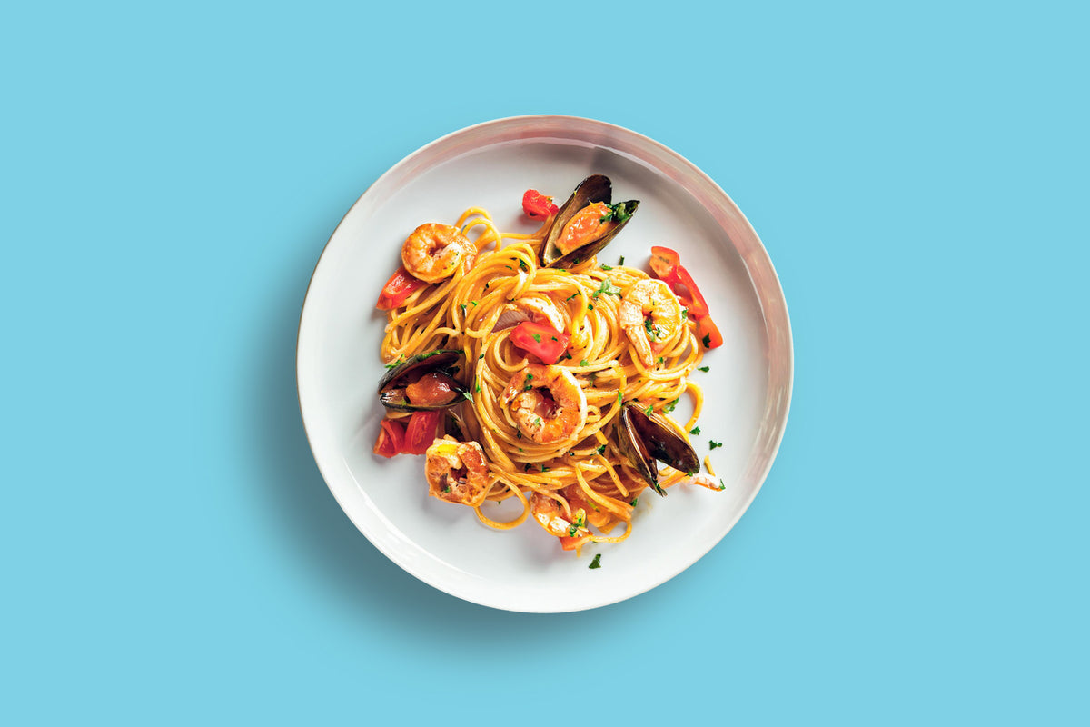 Pasta frutti di mare ready meal by Zina's Fine Foods